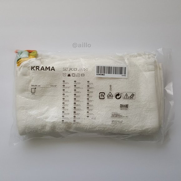 IKEA KRAMA Washcloth, white 12x12 " - Picture 5 of 15